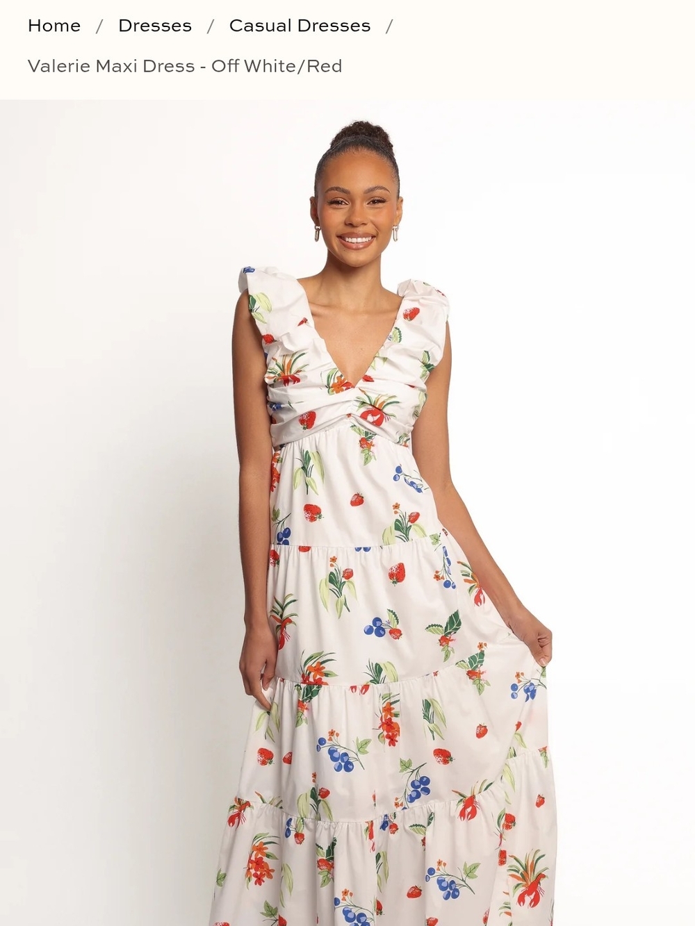 Petal & Pup White Maxi Dress with Red, Blue & Green Floral Print - Picture 7 of 14